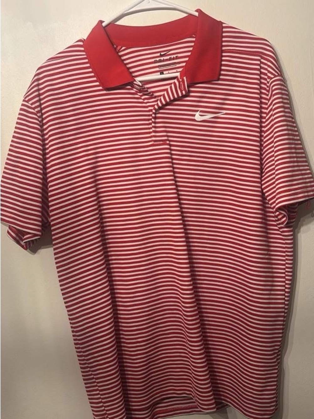 Nike Red & White Striped Performance Polo